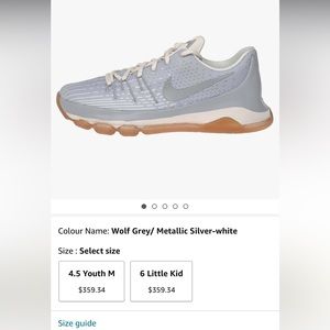 Nike Basketball Kid's KD 8 GS, WOLF GREY/ METALLIC SILVER-WHITE